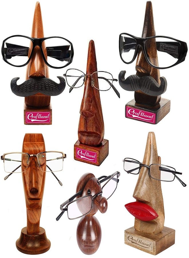 Craftland Wooden Nose Spectacle Stand (Brown, 5 Inches x 5 Inches x 9 Inches) - Image 1